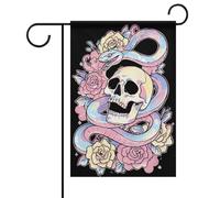 Drapeau tendance « Fier d'être transgenre » avec crâne et roses, résistant et idéal pour les festivals, les jardins, l'intérieur et l'extérieur.
