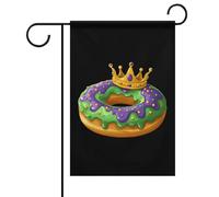 Drapeau tendance Mardi Gras en forme de donut, résistant et idéal pour les festivals, les jardins, les pelouses, l'intérieur et l'extérieur.