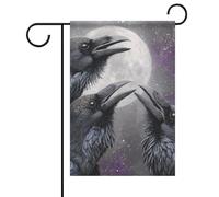 Drapeau tendance « Trois Corbeaux et Lune », robuste, idéal pour les festivals, les jardins, les pelouses, l'intérieur et l'extérieur.