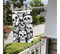 Drapeau tête de mort 61 x 91 cm pour extérieur, intérieur, printemps, été, automne, hiver, drapeaux de jardin avec œillets verticaux double face pour décorations de cour