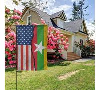 Drapeau texturé américain et birman double face 28 x 40 pouces, décoration extérieure pour jardin