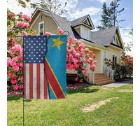Drapeau texturé américain et congolais double face 28 x 40 pouces, décoration extérieure pour jardin