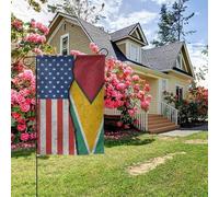 Drapeau texturé américain et guyanais double face 28 x 40 pouces, décoration extérieure pour jardin