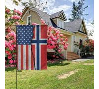 Drapeau texturé américain et norvégien double face 28 x 40 pouces, décoration extérieure pour jardin