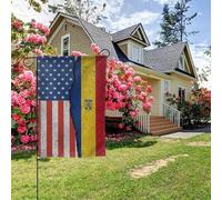 Drapeau texturé américain et roumain double face 28 x 40 pouces, décoration extérieure pour jardin