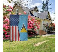 Drapeau texturé Amérique et Sainte-Lucie double face 28 x 40 pouces Décoration extérieure