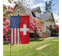 Drapeau texturé Amérique et Suisse double face 28 x 40 pouces Décoration extérieure
