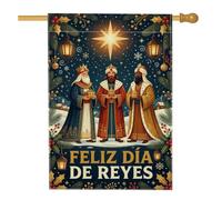 Drapeau « Three Wise Men Epiphany » avec citation des rois 71,1 x 101,6 cm | Thème épiphanie, drapeau de cour, étoile de Bethléem, décoration extérieure saisonnière, accents religieux pour la maison
