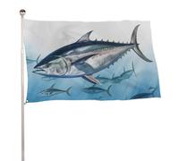 Drapeau Thunnus thon bleu - 119,4 x 177,8 cm - Double face - Drapeaux de bienvenue - Bannière décorative pour cour, porche, pelouse