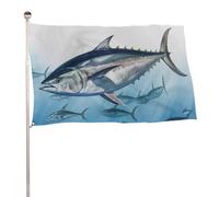 Drapeau Thunnus thon bleu - 152,4 x 243,8 cm - Double face - Drapeaux de bienvenue - Bannière décorative pour cour, porche, pelouse