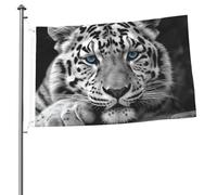 Drapeau tigre noir et blanc 61 x 91 cm avec impression double face pour l'extérieur, les vacances, bannière cadeau avec œillets, toile de fond pour photo pour décoration intérieure et extérieure