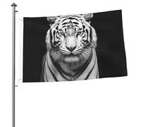 Drapeau tigre noir et blanc 61 x 91 cm avec impression double face pour l'extérieur, les vacances, bannière cadeau avec œillets, toile de fond pour photo pour décoration intérieure et extérieure