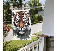 Drapeau tigre noir et blanc 61 x 91 cm pour extérieur et intérieur - Drapeaux de jardin avec œillets verticaux double face pour décorations de cour