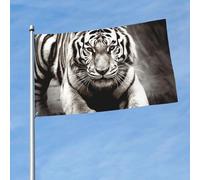Drapeau tigre noir et blanc 91 x 152 cm - Drapeaux amusants pour toutes les saisons - Pour décoration de dortoir, fête en plein air