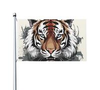 Drapeau tigre noir et blanc à gribouiller de 0,9 x 1,5 m, pour extérieur, intérieur, printemps, été, automne, hiver, drapeau de jardin avec œillets, drapeau de vacances double face, bannière pour