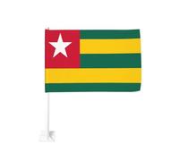 Drapeau Togo pour voiture avec clip pour fenêtre extérieure - 30 x 45 cm - Double face - Décoration de voiture