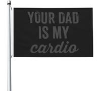 Drapeau Ton Père Est Mon Cardio Drapeau Paysage Renforcé Avec Personnalisés Bannière, Pour D'Intérieur, Balcon, Les Défilés, 90x150cm