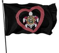 Drapeau Tortue De Mer Cœur De Floride Bannière De Drapeaux 2 Œillets Métalliques Couleurs Vives Bannière À Œillets, Pour Jardin, Balcon, D'Intérieur, 90x150cm