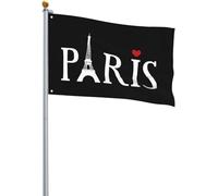 Drapeau Tour Eiffel De Paris Grand Drapeau Traditionnel Couleurs Resistant Exterieur Bannière À Œillets, Pour Jardin, Les Bureaux, Les Défilés, 90x150cm
