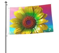 Drapeau tournesol coloré 3D de 61 x 01 cm, imprimé double face, drapeau de jardin, drapeau de cour pour l'extérieur, les vacances, bannière cadeau avec œillets, toile de fond pour photo pour