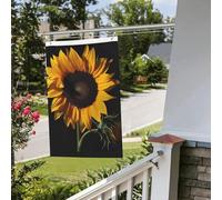 Drapeau tournesol fond noir 61 x 91 cm pour extérieur intérieur printemps été automne hiver drapeaux de jardin avec œillets verticaux double face drapeaux de vacances bannière pour décorations de cour