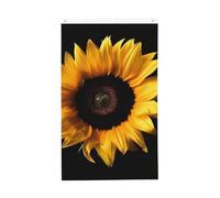 Drapeau tournesol sur fond noir de 0,9 x 1,5 m, double face, ne se décolore pas, drapeau de jardin avec bannière extérieure en laiton, décoration pour cour, porche, pelouse