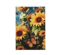 Drapeau tournesols et papillons 6 x 0,9 m double face qui ne se décolore pas, drapeau de jardin avec bannière extérieure en laiton pour décoration de cour, porche, pelouse