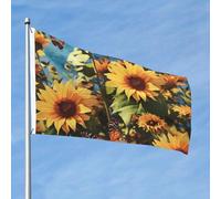 Drapeau tournesols et papillons 6 x 0,9 m double face qui ne se décolore pas, drapeau de jardin avec bannière extérieure en laiton pour décoration de cour, porche, pelouse