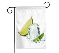 Drapeau Tranche De Liqueur Quartier De Citron Vert Glace Rafraîchissante Menthe Verte Isolé Divers Nourriture Boisson Basilic Traditionnel Décoratif Drapeaux, Pour Jardin, D'Intérieur, 30x45cm