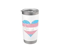Drapeau transgenre en forme de cœur transgenre Gobelet isotherme en acier inoxydable double paroi