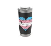 Drapeau transgenre en forme de cœur transgenre Gobelet isotherme en acier inoxydable double paroi