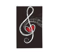 Drapeau Treble Love and Music de 0,9 x 1,5 m, drapeau de jardin vertical double face pour extérieur, cour, maison, bannière amusante pour décoration de maison, drapeaux de jardin à suspendre au mur