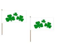 Drapeau Trèfle irlandais Shamrock 45x30cm HAMPE en bois - LOT DE 10 Drapeaux de l'Irlande 30 x 45 cm - AZ FLAG