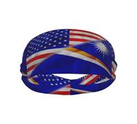 Drapeau Triangulaire des Insulaires Rosal D'Amérique Et des Îles Marshall Unisexe Bandeaux Antidérapant Bandeau De Sport Doux Serre Tete pour Randonnée Running Sport Tennis