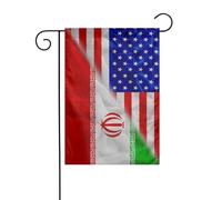 Drapeau triangulaire double face Amérique-Iran, 30 x 45 cm, petit drapeau de jardin pour l'extérieur.