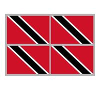Drapeau Trinité-Et-Tabago (4 Stickers - 9.5 X 6.3 Cm) - Sticker/Autocollant