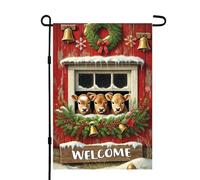 Drapeau Trio De Vaches Dans Une Grange, Panneau De Bienvenue Avec Cloches Drapeaux Double Face Durable 30X45Cm Drapeaux De Maison Pour Dortoirs Plage