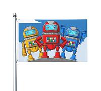 Drapeau Trois robots mignons Drapeau De Jardin