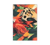 Drapeau tropical coloré léopard rouge ara pop art style 1 grand drapeau extérieur bannière colorée pour décoration de jardin 30,5 x 45,7 cm double face