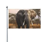 Drapeau tropical d'éléphant africain - 9,1 x 1,5 m - Pour extérieur et intérieur - Printemps - Été - Automne - Hiver - Drapeau de jardin avec œillets - Double face - Pour décoration de