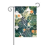 Drapeau tropical d'été hawaïen, fleurs de palmier, feuilles de palmier, décoration de cour