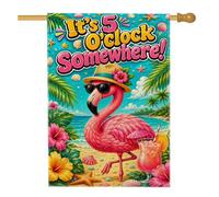 Drapeau tropical pour maison à oiseaux, cocktail tropical vibrant feuilles de palmier pêche d'été double face en toile de jute pour extérieur, cour, pelouse, terrasse, porte, entrée, 71,1 x 101,6 cm