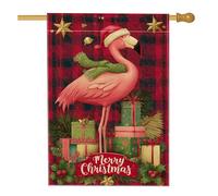 Drapeau tropical pour niche à oiseaux, cadeaux de Noël festifs avec étoiles rouges double face en toile de jute décorative pour extérieur, cour, pelouse, terrasse, porte, entrée, 71,1 x 101,6 cm