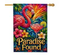 Drapeau tropical pour niche à oiseaux, cocktail tropical, coucher de soleil d'été, pêche, toile de jute double face, drapeaux décoratifs pour extérieur, terrasse, cour, pelouse, entrée, balcon, 71,1 x