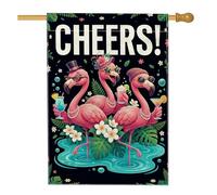 Drapeau tropical pour niche à oiseaux, fleur de cocktail tropicale, pêche d'été, double face, en toile de jute décorative pour extérieur, terrasse, cour, pelouse, entrée, balcon, 71 x 101,6 cm