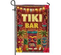 Drapeau tropical Tiki Bar de jardin, masques Tiki colorés, bannière de décoration extérieure d'été, double face en toile de jute vive pour fête Luau, 30,5 x 45,7 cm