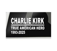 Drapeau True American Hero Charlie Kirk, drapeau « Pray For Charlie Kirk », 4,5 x 4,5 m Rest In Peace Charlie Kirk, drapeaux d'hommage à Charlie Kirk, bannière double face pour décoration de jardin