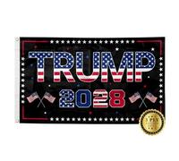 Drapeau Trump 2028 à 3 couches, bannière double face du président noir avec 2 œillets en laiton durable en polyester de couleurs vives pour intérieur et extérieur