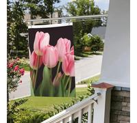 Drapeau tulipes roses 61 x 91 cm pour extérieur et intérieur - Pour le printemps, l'été, l'automne, l'hiver - Drapeaux de jardin avec œillets verticaux double face - Bannière pour décoration de cour