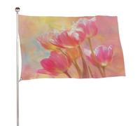 Drapeau tulipes roses 9,5 x 1,5 m pour jardin, cour, porche, pelouse, ferme